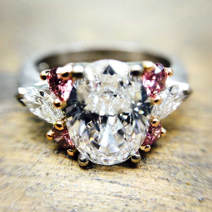 diamond and tourmaline cocktail engagement ring
