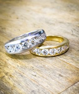 diamond channel set wedding ring