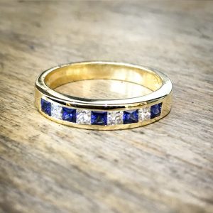 18ct yellow gold channel set ring
