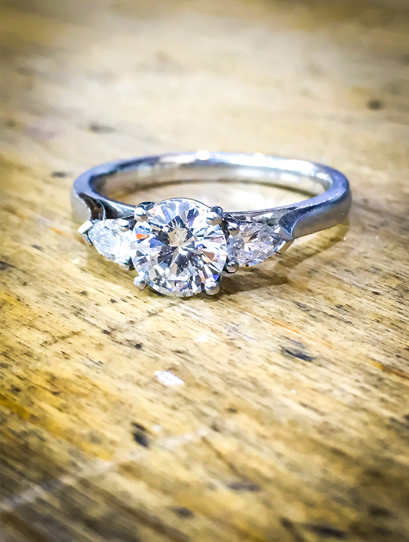 Diamond Platinum Engagement Ring Pear Shoulders