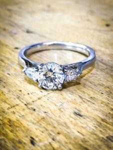 Diamond Platinum Engagement Ring Pear Shoulders