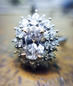 pink diamond halo engagement ring
