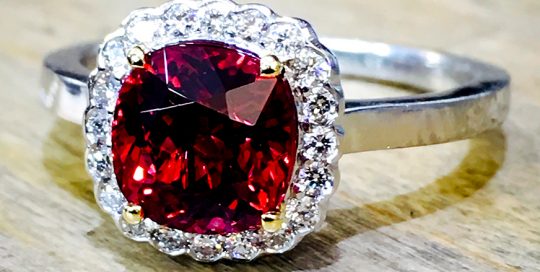 Ruby Cushion Cut 18ct engagement ring
