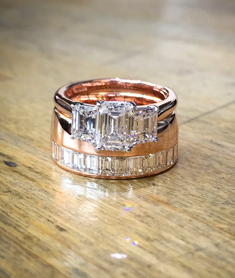 18ct Rose gold channel set wedding band ring